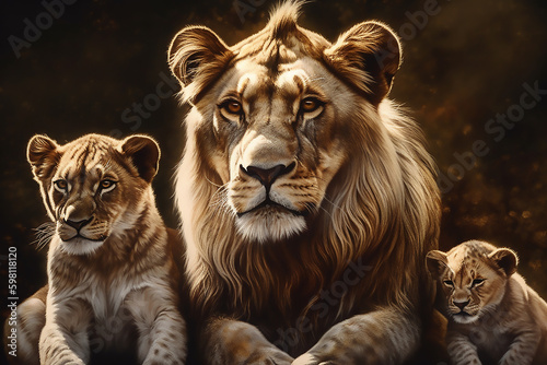 Majestic Family  A Lion s Legacy - Generative Ai