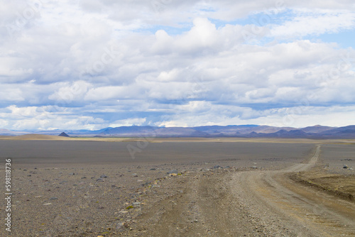 Dirt road along central highlands of Iceland.