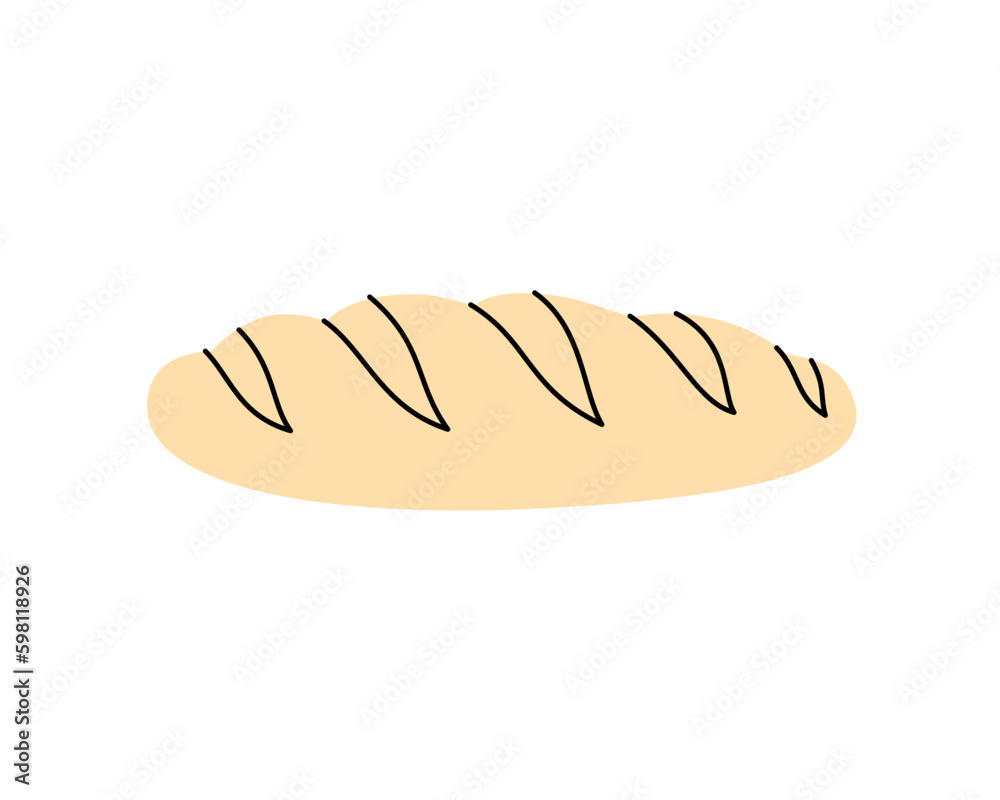 Fresh french baguette, long loaf bread icon. Bakery pastry products silhouette. Vector illustration. Fresh french baguette, long loaf bread icon. Bakery pastry products silhouette. Vector illustration.