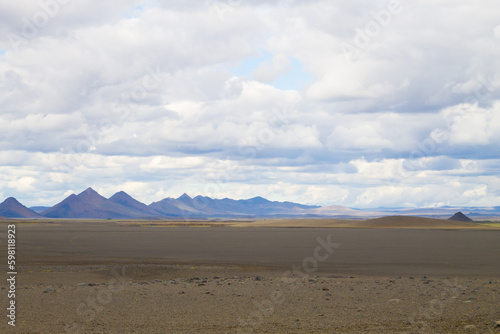 Desolate landscape along central highlands of Iceland.