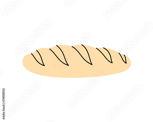 Fresh french baguette, long loaf bread icon. Bakery pastry products silhouette. Vector illustration.