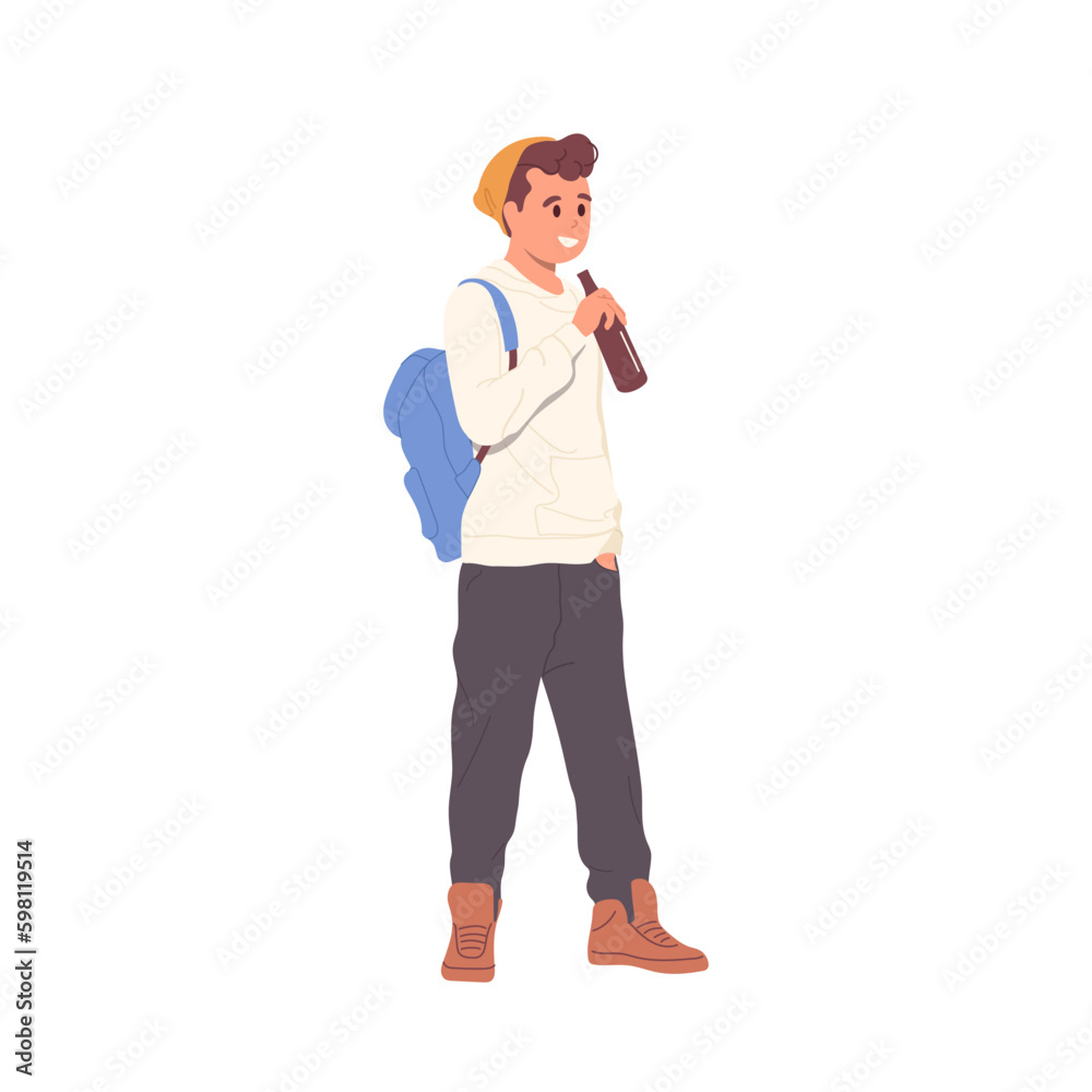 Boy teenager character drinking alcohol from bottle vector illustration isolated on white background Generative AI Boy teenager character drinking alcohol from bottle vector illustration isolated on white background Generative AI