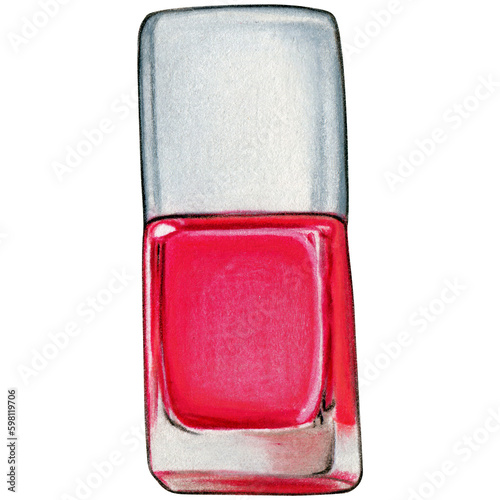 Watercolor hand drawn nail polish bottle