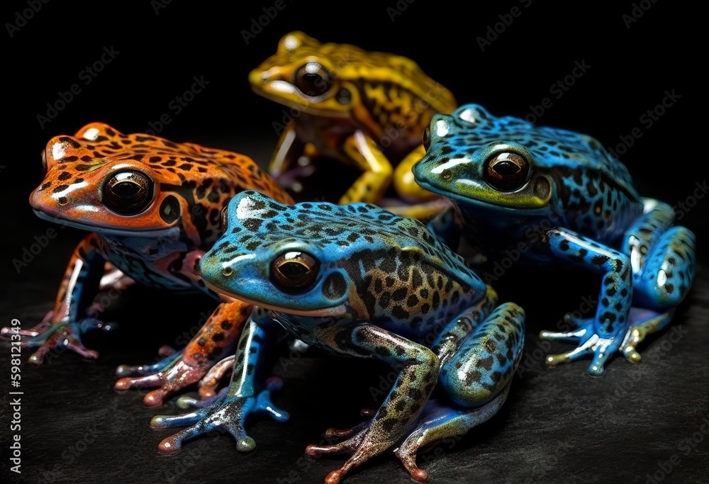 Colorfully painted tropical frog in the jungle. Generative AI
Colorfully painted tropical frog in the jungle. Generative AI