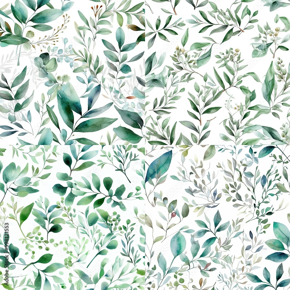 Watercolor illustration of leaves