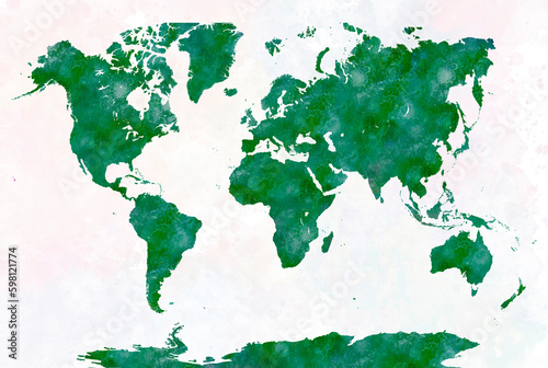 Fototapeta Naklejka Na Ścianę i Meble -  World map in watercolor