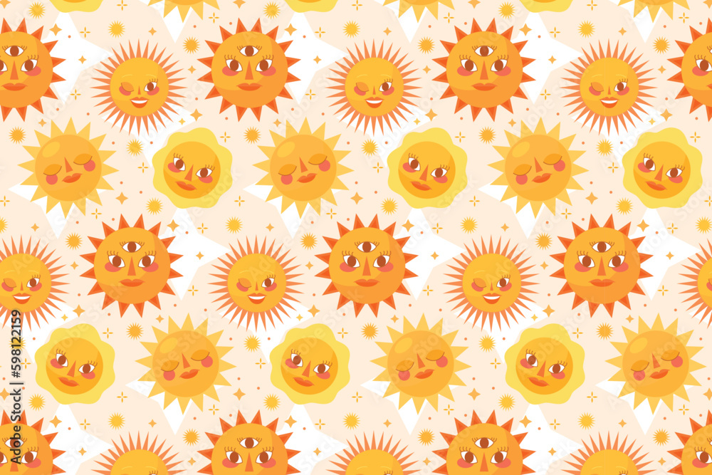 Flat Summer Sun Pattern Flat Summer Sun Pattern
