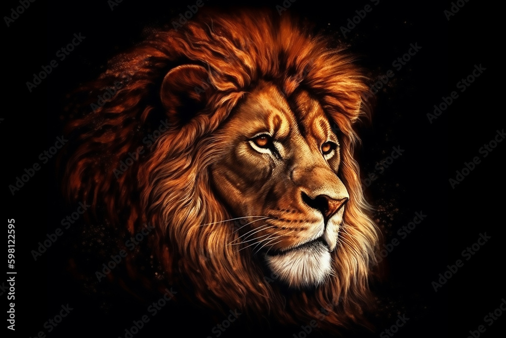 Naklejka premium The Golden Mane: A Symbol of Leon's Kingship - Generative Ai