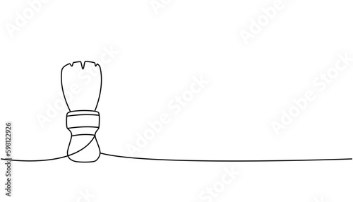 Shaving brush one line continuous drawing. Barber shop and hairdresser tools continuous one line illustration. Vector minimalist linear illustration.