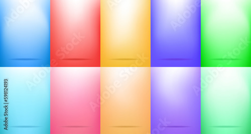 Vector illustration. Set of vibrant and pastel color backdrop. Abstract rendering 3d shape. Cosmetic product display presentation. Minimal wall. Design for poster,, web banner template, statement