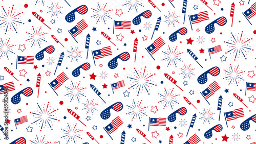 Seamless pattern for the 4th of July, American Independence Day.