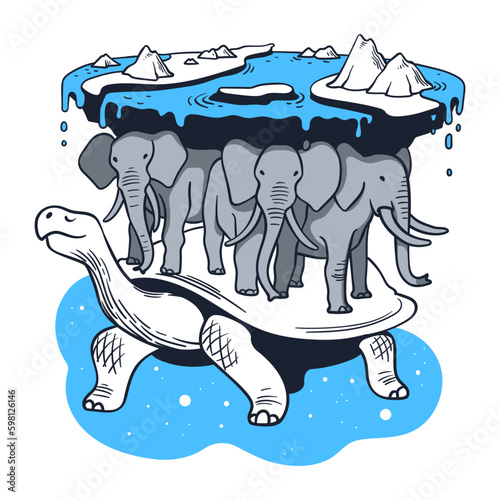 The great turtle carries The World on his back