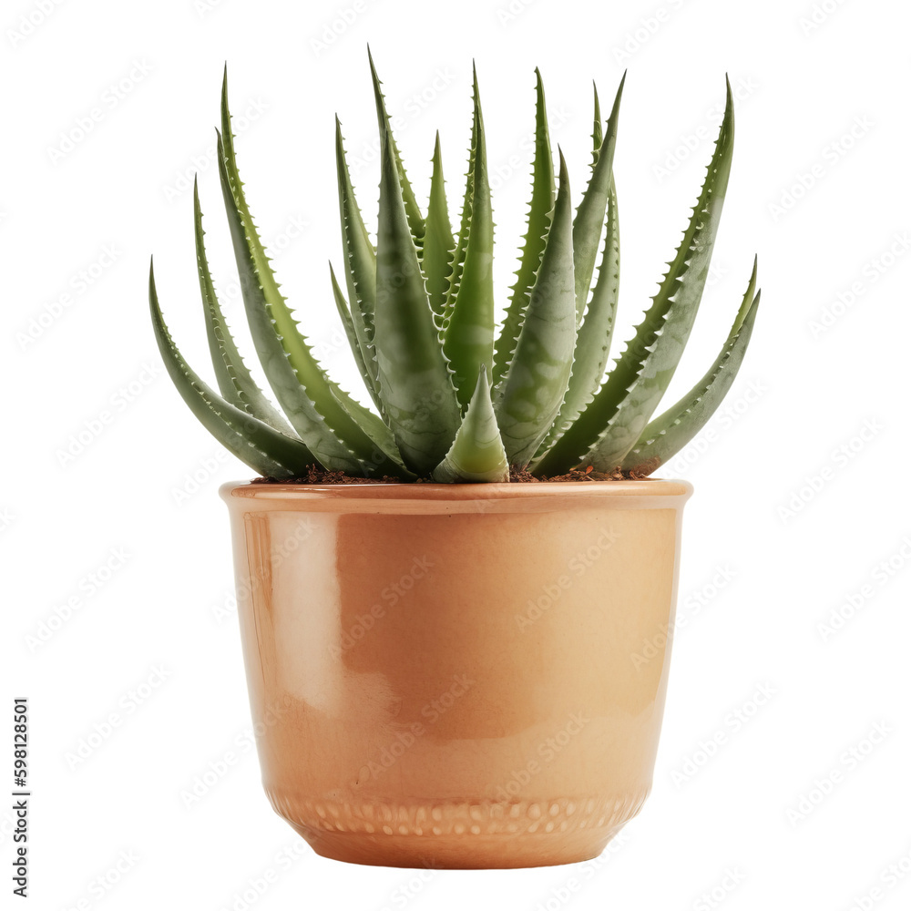 Aloe Vera Plant in Terracotta Pot. Isolated on Transparent Background. generative ai Aloe Vera Plant in Terracotta Pot. Isolated on Transparent Background. generative ai