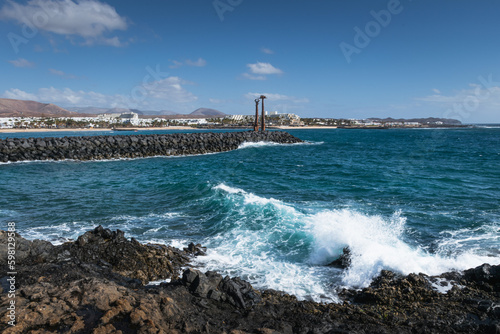 Breaking waves near Costa Teguise, Lanzarote, Canary Islands