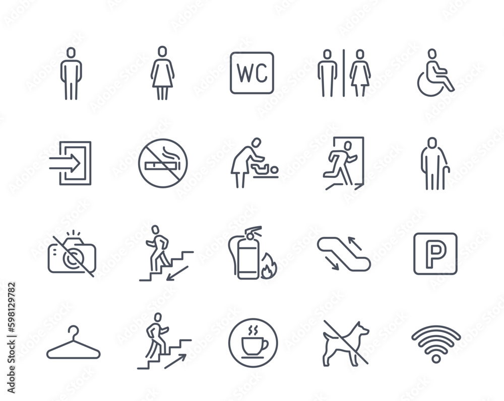 Set of toilet line icons Set of toilet line icons