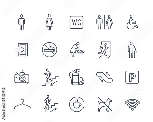 Set of toilet line icons