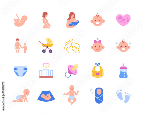 Maternity color icons set