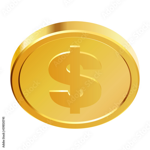 Golden money. Rotating gold coin. Generative AI