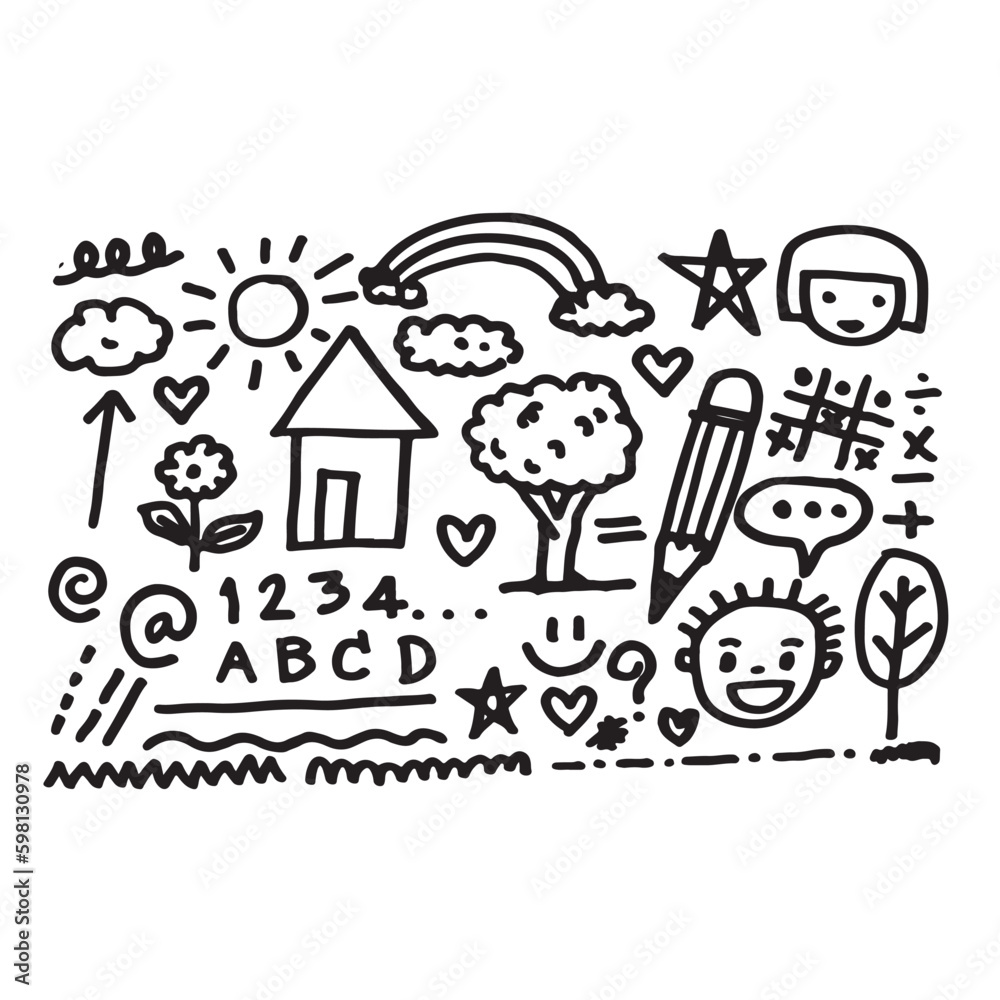 Children hand draw doodle icon