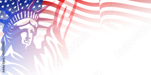 Statue of liberty, and United states of america, usa Empty, blank, copy space background on white background. Vector illustration.