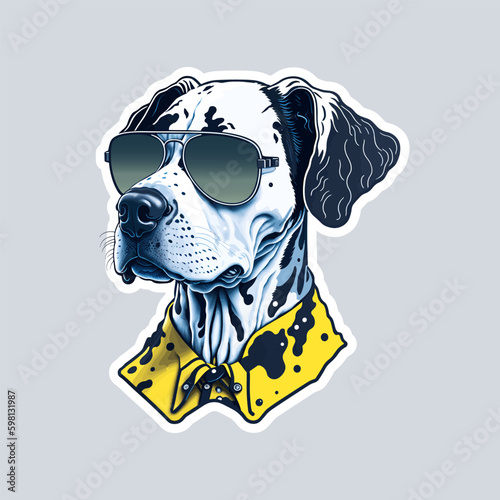 dalmatian dog wearing sunglasses sticker vector art
