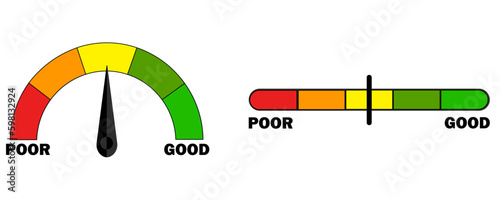 Credit limit indicators with the color level from bad to good on a white background eps10
