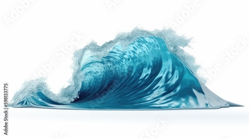 3d rendering of wave, isolated wave on white background, AI