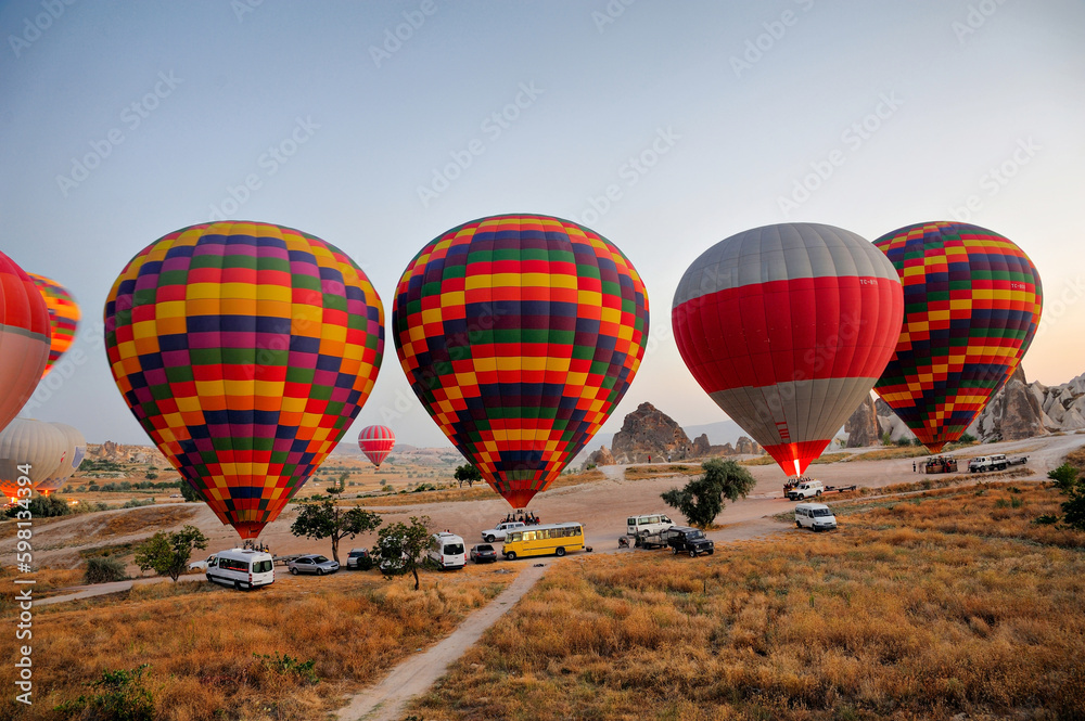 Cappadocia in Turkey with extraordinary hot air balloons in the sky