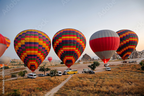 Cappadocia in Turkey with extraordinary hot air balloons in the sky