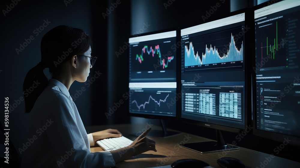 Metaverse world, neon data visualization, virtual screen for data display, virtual world application, global telecommunication, airline traffics, satellite traffic, networking, email, and satellite 