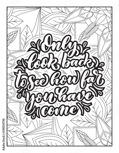 Affirmative quotes coloring page. Positive quotes. Good vibes. Coloring book for adults. Typography design. Hand drawn with inspiration word. Coloring for adult and kids. Quotes. Quotes Coloring.