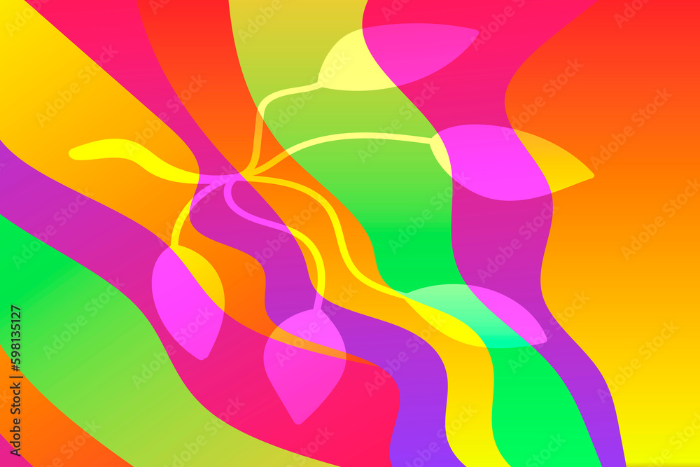 Abstract color background with waves and twig. Abstract color background with waves and twig.