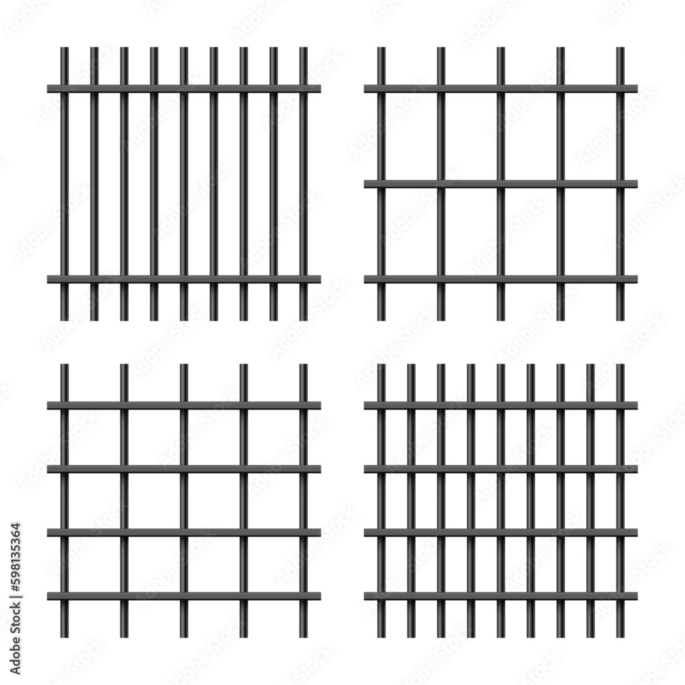 Realistic shiny metal prison bars isolated on white background. Detailed jail cage, prison iron fence. Criminal background mockup. Vector illustration Generative AI Realistic shiny metal prison bars isolated on white background. Detailed jail cage, prison iron fence. Criminal background mockup. Vector illustration Generative AI