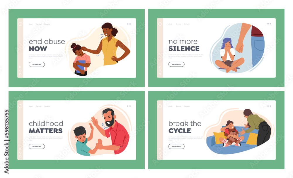 Parents Abuse Their Children Landing Page Template Set. Domestic Violence Cause Emotional And Psychological Harm Generative AI Parents Abuse Their Children Landing Page Template Set. Domestic Violence Cause Emotional And Psychological Harm Generative AI