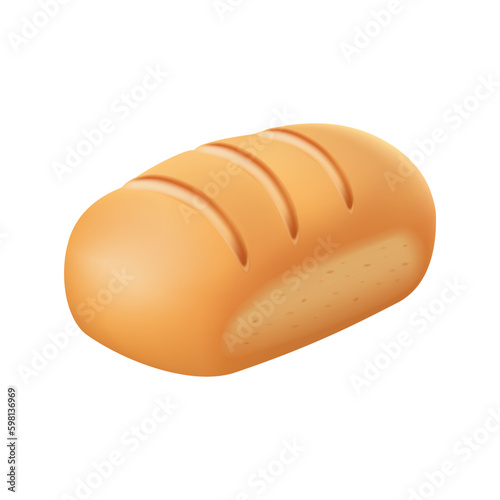 3d bread icon render isolated on white background. suitable for ui ux design. Bread or loaf. 3d vector icon. Cartoon minimal style. Food illustration Generative AI