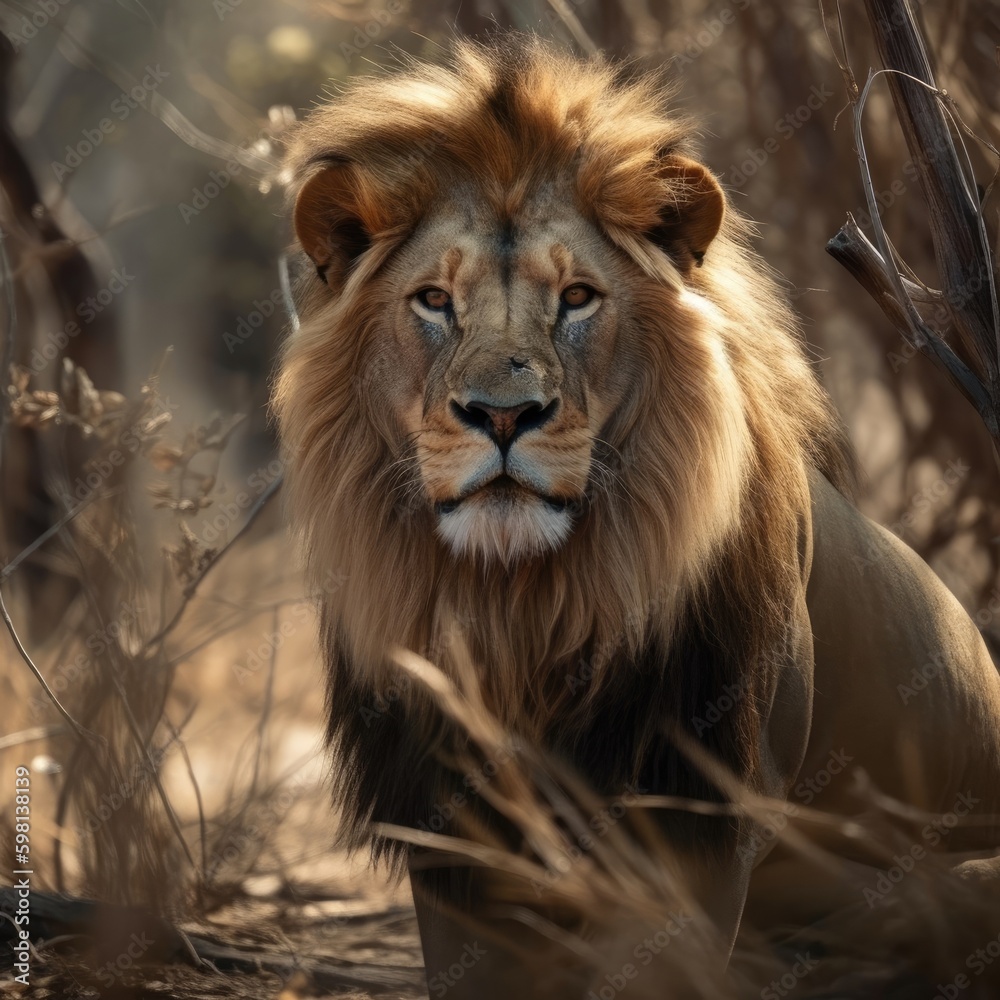 Lion in natural habitat (generative AI)