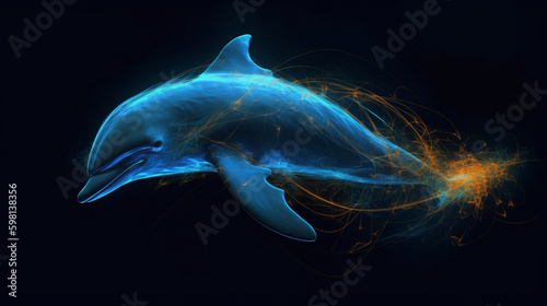 Blue dolphin in the Deep Blue Ocean