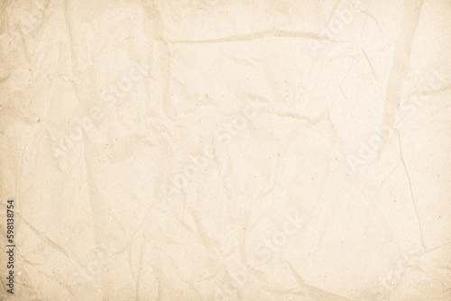 Cream paper old grunge retro rustic blank, crumpled paper texture background surface brown parchment empty. Natural pattern antique design art work