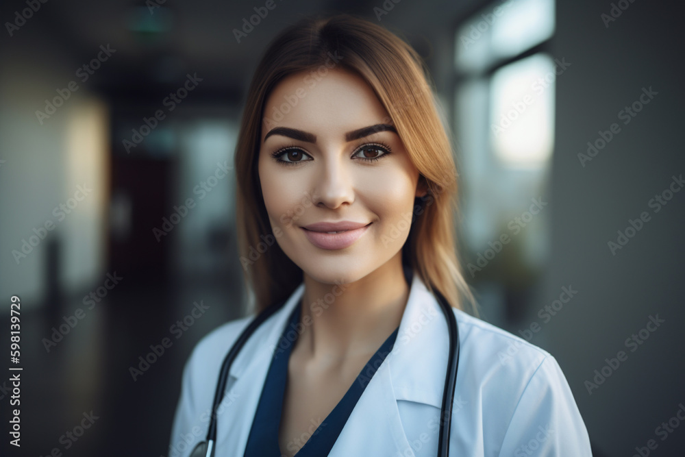 Friendly and compassionate female doctor with a reassuring smile Friendly and compassionate female doctor with a reassuring smile