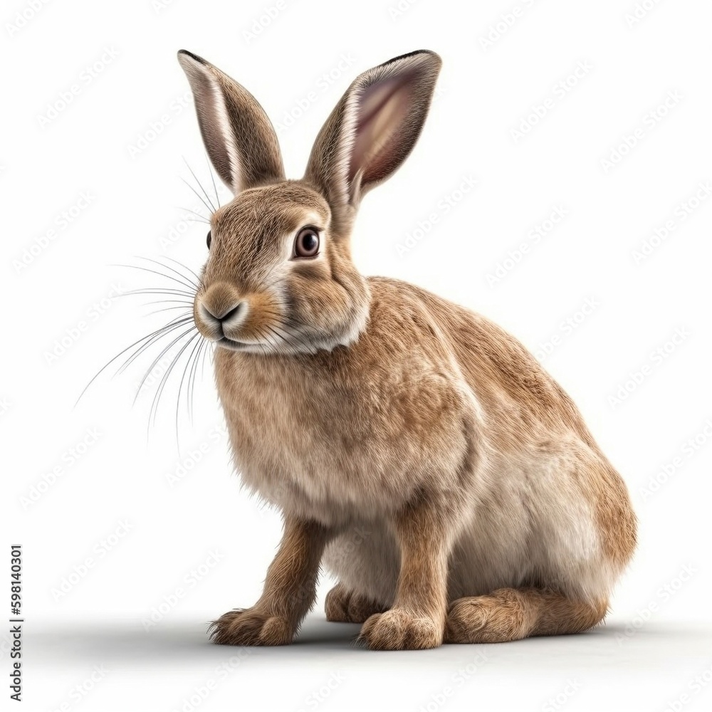 Fototapeta premium Rabbit isolated on white background (Generative AI)