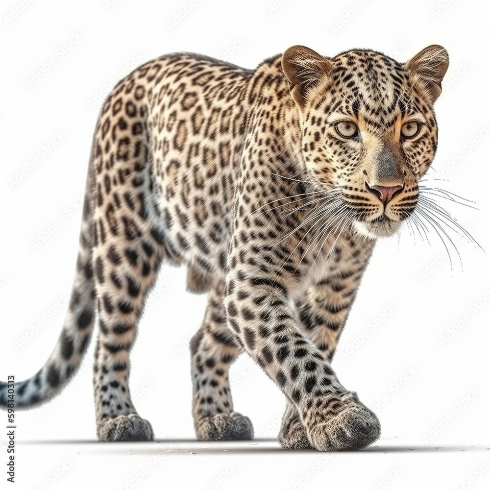 Leopard isolated on white background (Generative AI) Leopard isolated on white background (Generative AI)