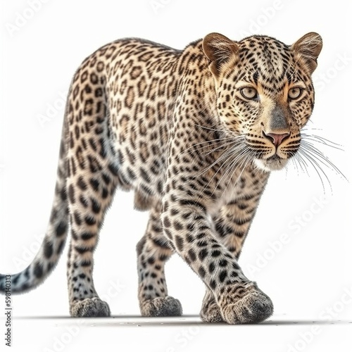 Leopard isolated on white background (Generative AI)