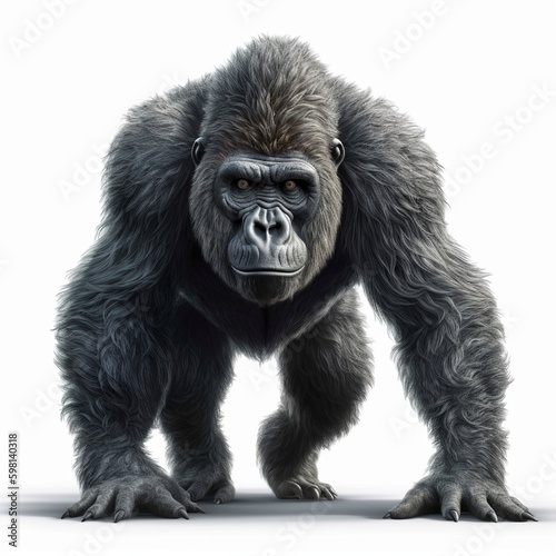 Gorilla isolated on white background (Generative AI) © HandmadePictures