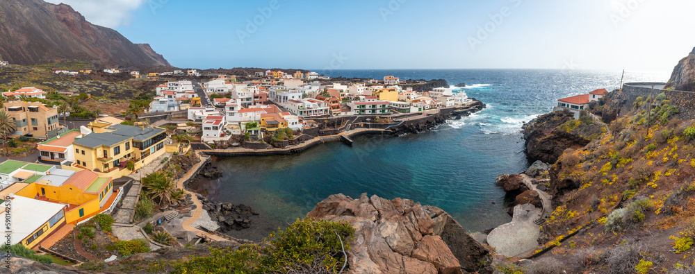Panoramic of the town of Tamaduste located on the coast of the island of El Hierro in the Canary Islands, Spain