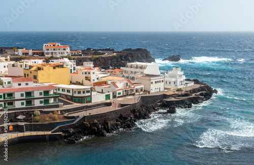 Aerial view of the town of Tamaduste located on the coast of the island of El Hierro in the Canary Islands, Spain photo
