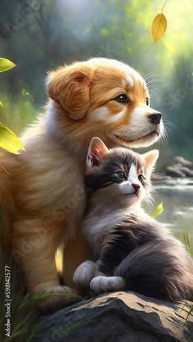 Cute, fluffy friends, beautiful animas, nature, happy pat, dog, cat, kitty, positive 