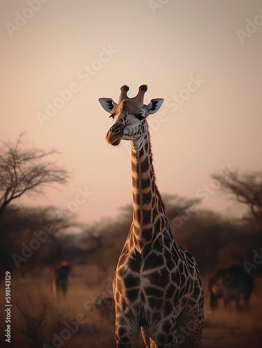 beautiful giraffe in the wild and in freedom. AI generated © JoseLuis
