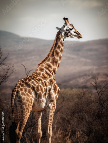 giraffe in the wild and in freedom. AI generated