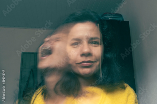 Laughing happy on the outside, crying sad on the inside. Broken soul. Soul leaving the body screaming. Desperate emotion. Sadness. Depression. Fake happiness. How I look vs how I really feel