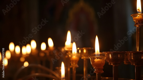 Картината върху платно Candles in a Christian Orthodox church background